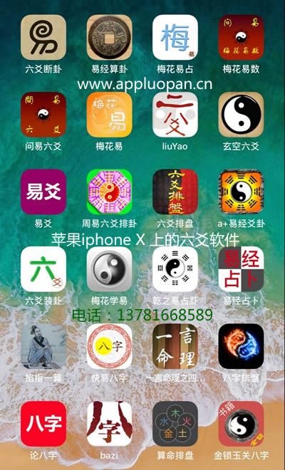 苹果iphone X周易算命手机上的六爻梅花易数软件和八字软件