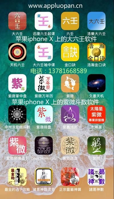 苹果iphone X周易算命手机上的大六壬和紫微斗数预测软件