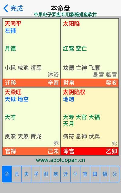 苹果ipad紫薇斗数本命盘排盘