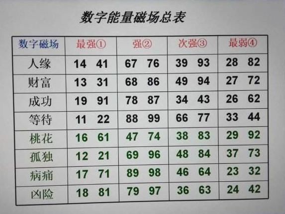 数字能量磁场总表