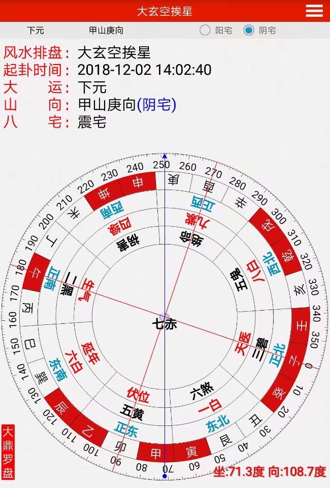 大玄空挨星阴宅风水罗盘