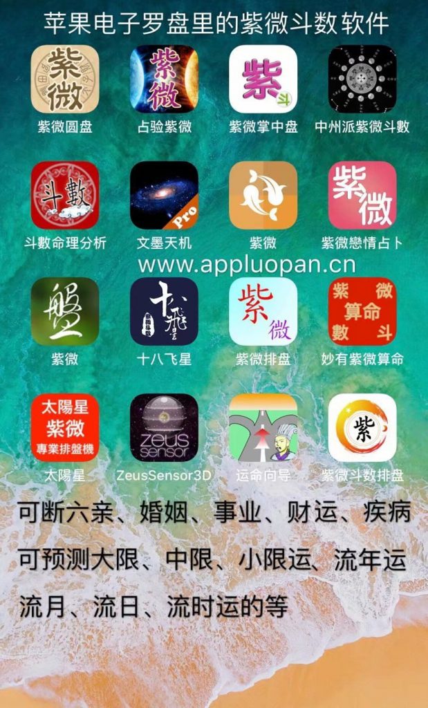 苹果电子罗盘里和iphone手机的紫微斗数软件