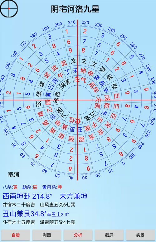 阴宅河洛九星罗盘风水排盘