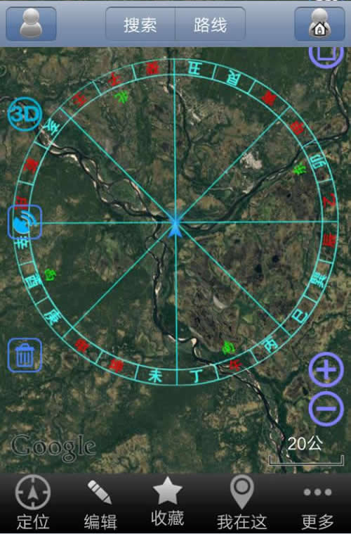 手机版卫星地图电子罗盘/寻龙点穴罗盘/卫星定位风水罗盘