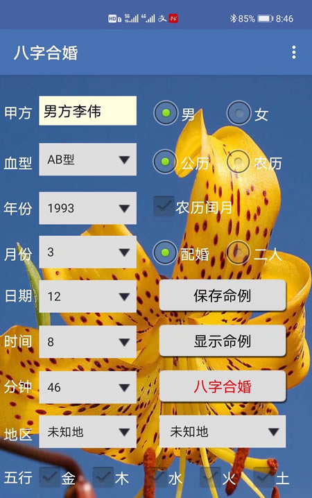 安卓手机版南方八字合婚app软件